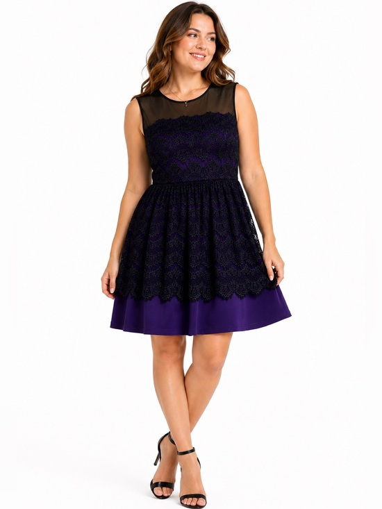 Ricki's Dresses & Skirts - Ricki’s Black Purple Whimsigoth Lace Overlay Dress Size 16 Mesh Party Dress